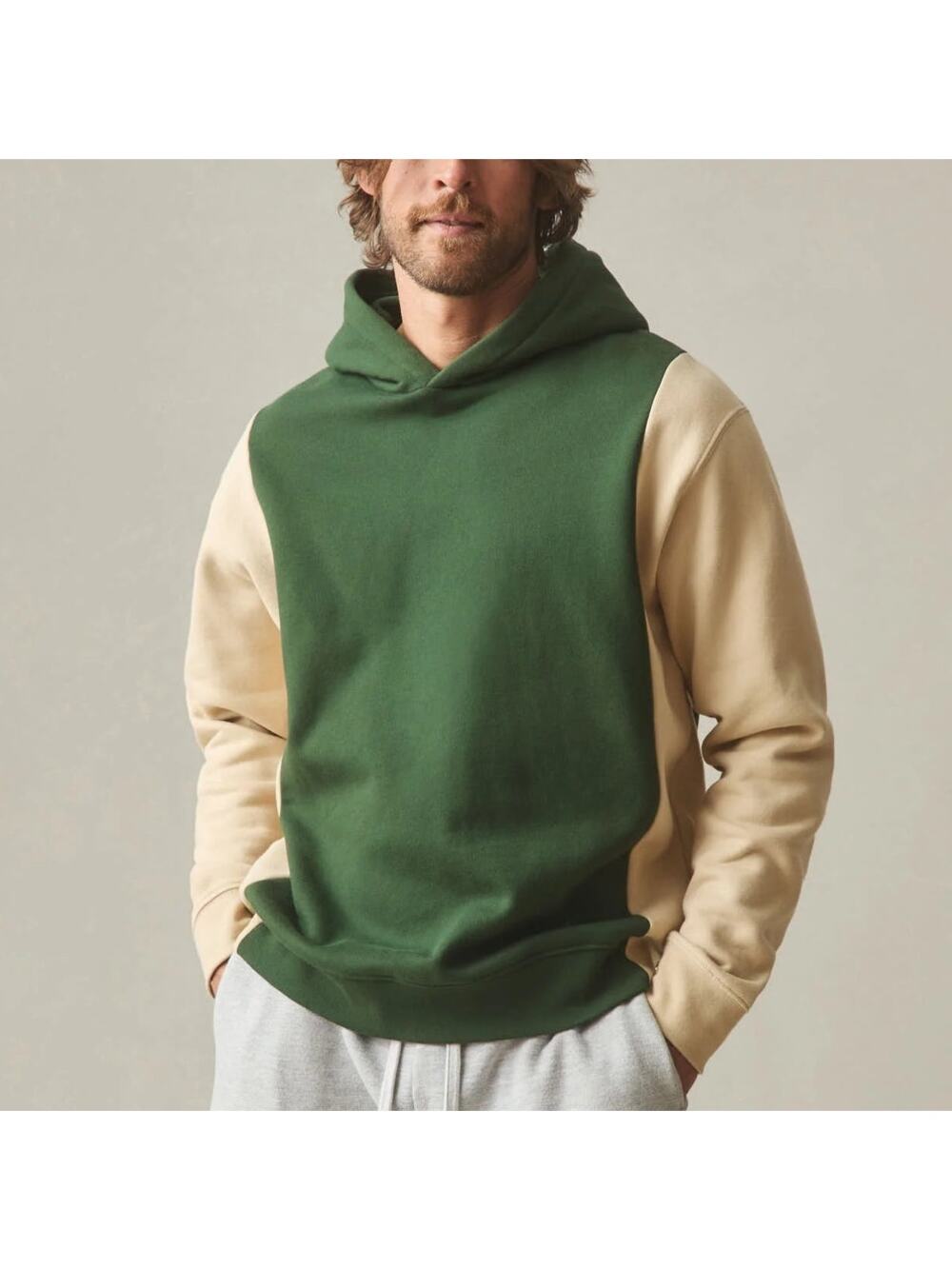 NWOT American Giant Colorblock Midweight Pullover Hoodie Sweatshirt Green Mens L